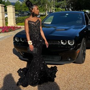 Black Sequins prom dress